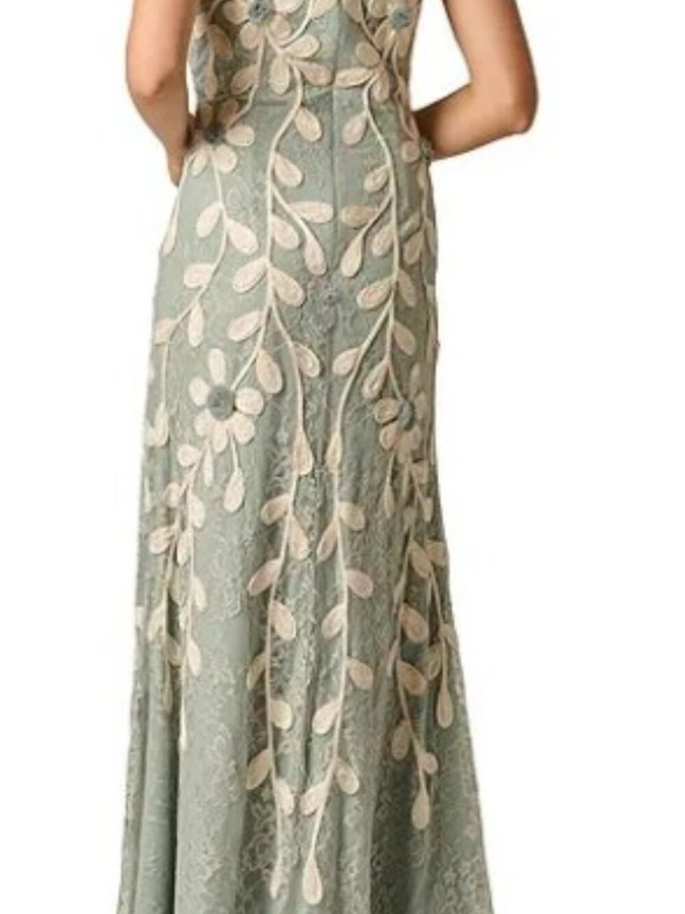 Adrianna Papell Floral Soutache Lace Halter Long Gown Size 10 - Picture 2 of 5